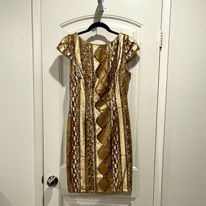 Adrianna Papell Gold Sequin Dress